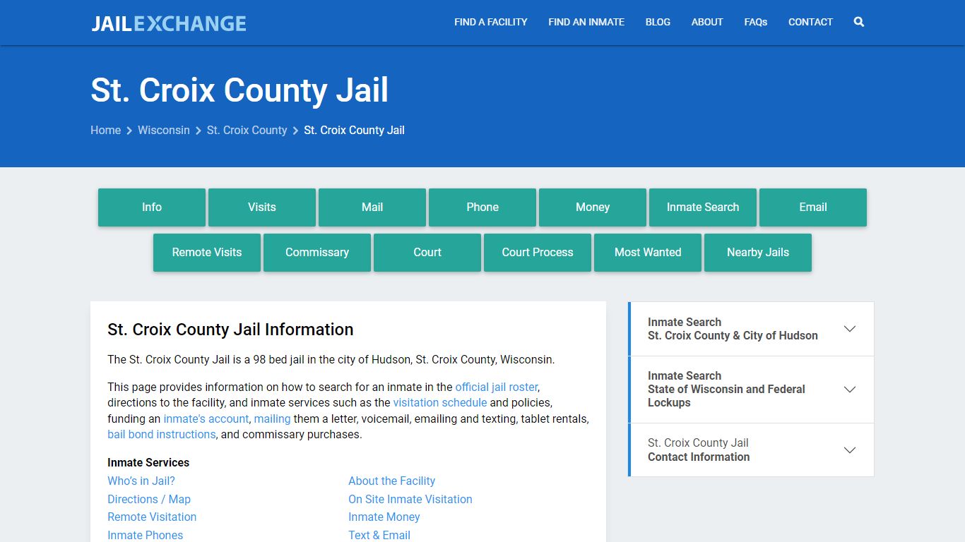 St. Croix County Jail, WI Inmate Search, Information