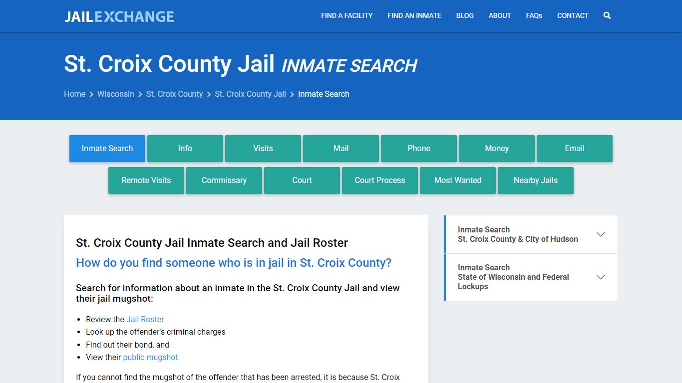 Inmate Search: Roster & Mugshots - St. Croix County Jail, WI