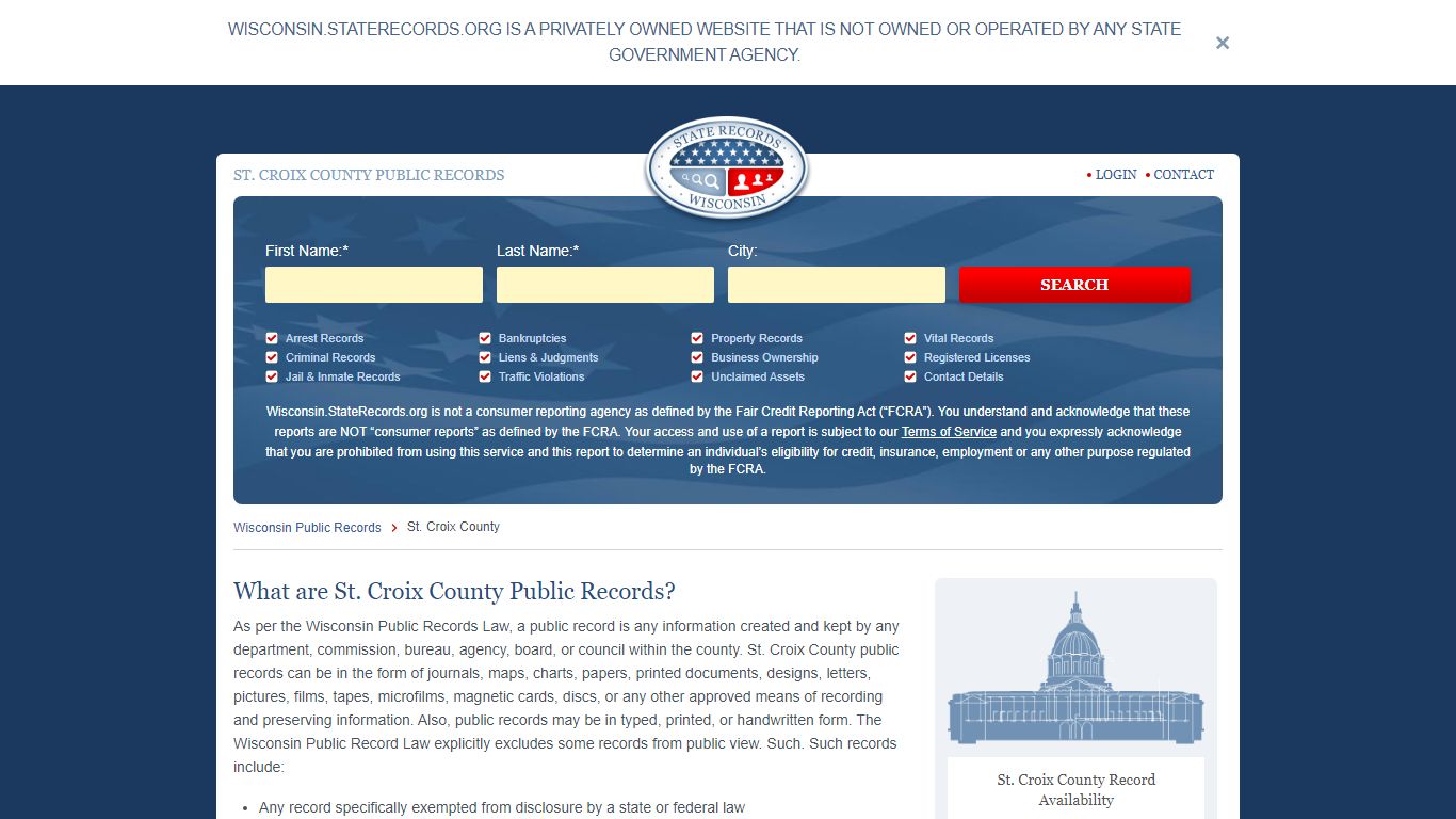 St. Croix County Arrest, Court, and Public Records | StateRecords.org