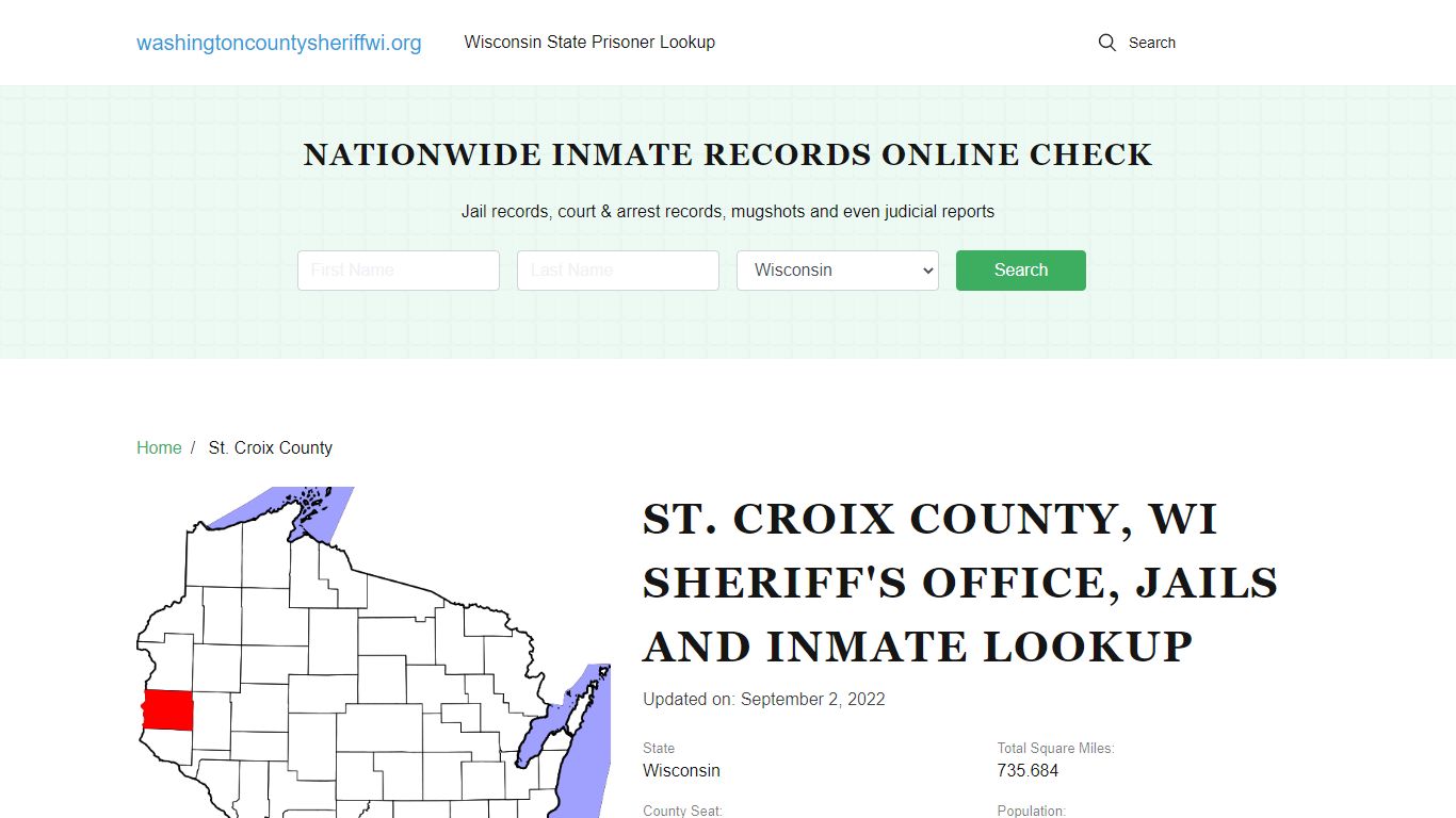 St. Croix County WI Sheriff's Office, Jails and Inmate Lookup